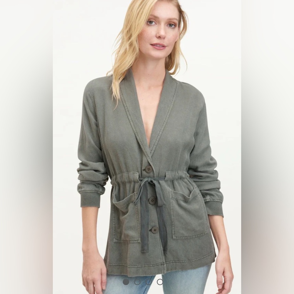 Splendid Soleil Jacket with self tie waist Soft Vintage Olive Green Medium NWT - Picture 1 of 12